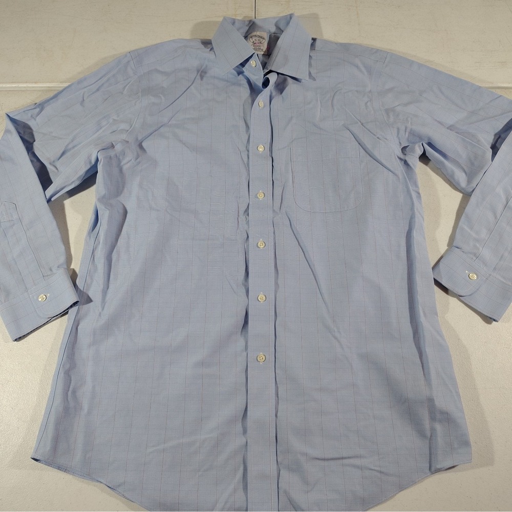 Brooks Brothers Regent Dress Shirt Men 16 33 Blue/Red Plaid Work Office Classic